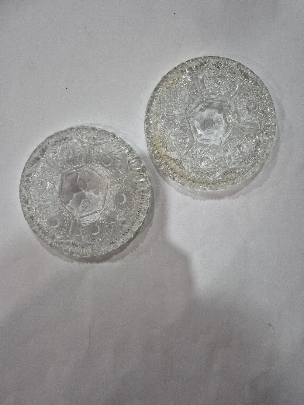 Vintage MCM Italian Starburst Pressed Glass Ashtray Trinket Lot Of Two